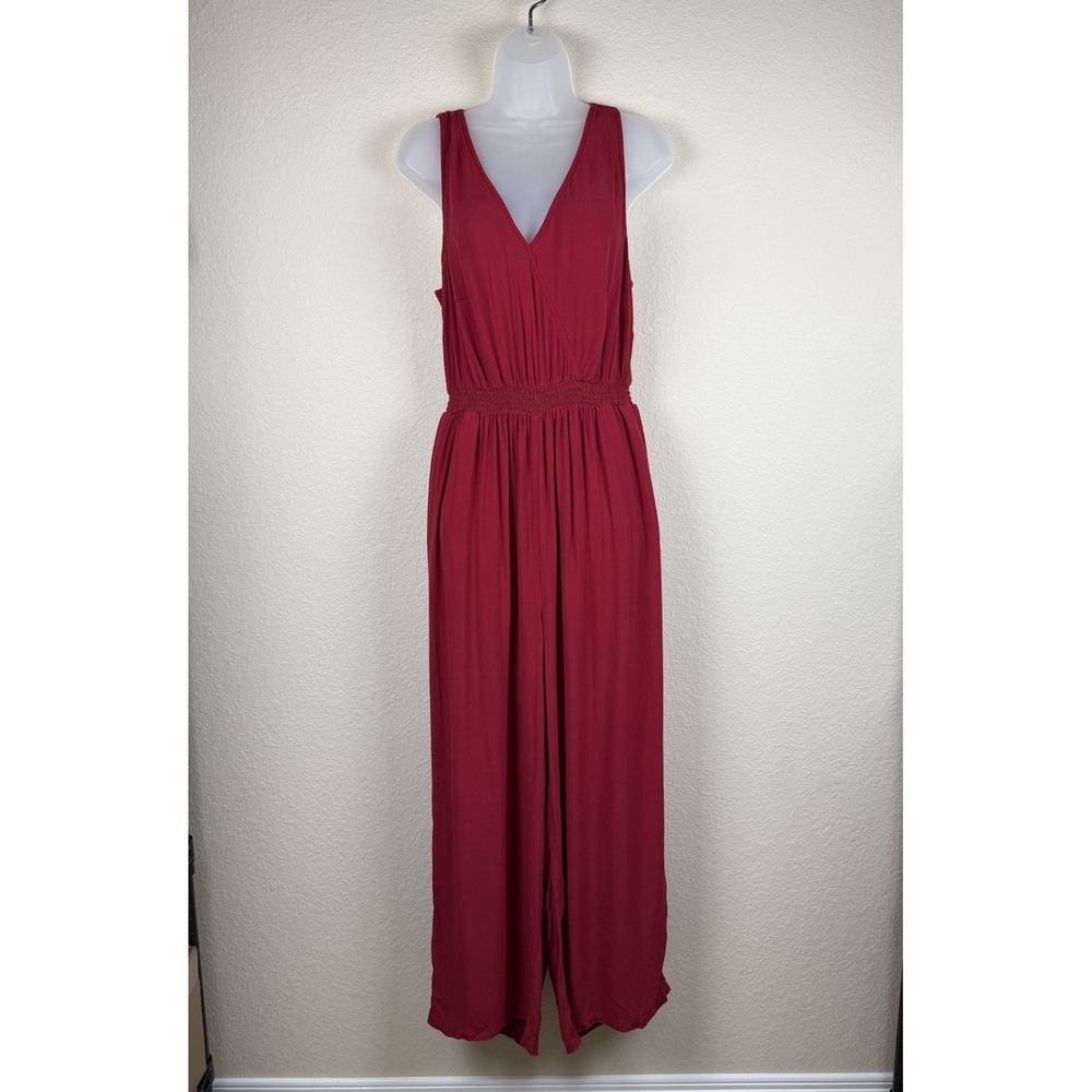 Bravissimo Red Super Curvy Crossover Tank Wide Leg Jumpsuit Sz 14 US (UK 18)